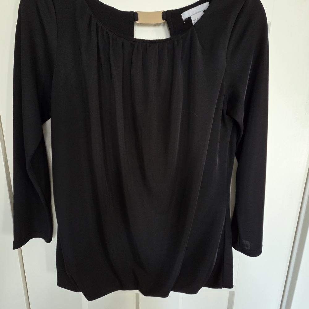 H&M Black Blouse with Keyhole Detail